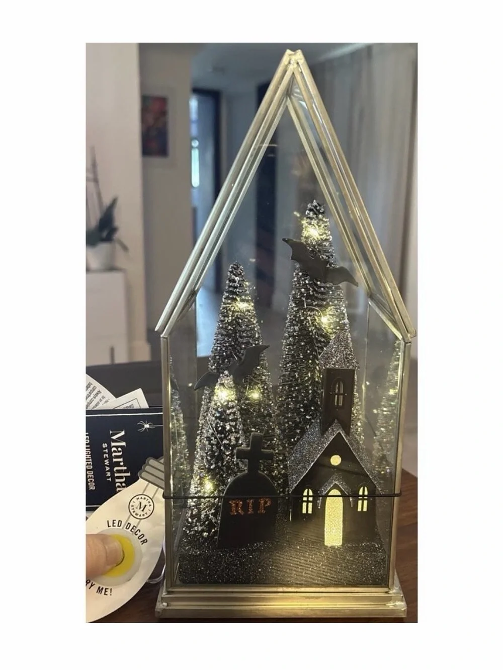 Martha Stewart Blue & Silver LED Haunted House Lantern Accent